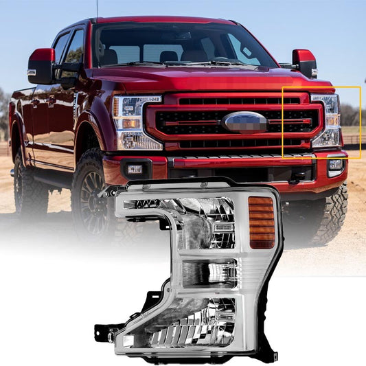 Driver Halogen Headlight Chrome LH For 2020-2022 for Ford Super Duty F250/350/450