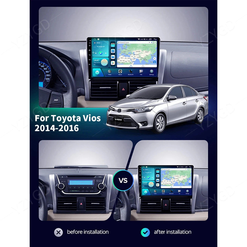 for Toyota Vios 2014-2016 Android CarPlay Car Stereo Radio GPS Multimedia Screen