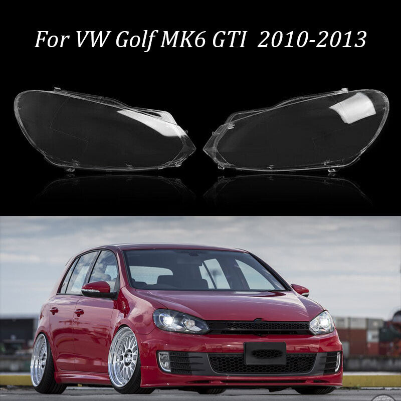 Plastic headlight lens housing protective cover, transparent left and right sides, suitable for 2010-2013 for Volkswagen for Golf MK6.