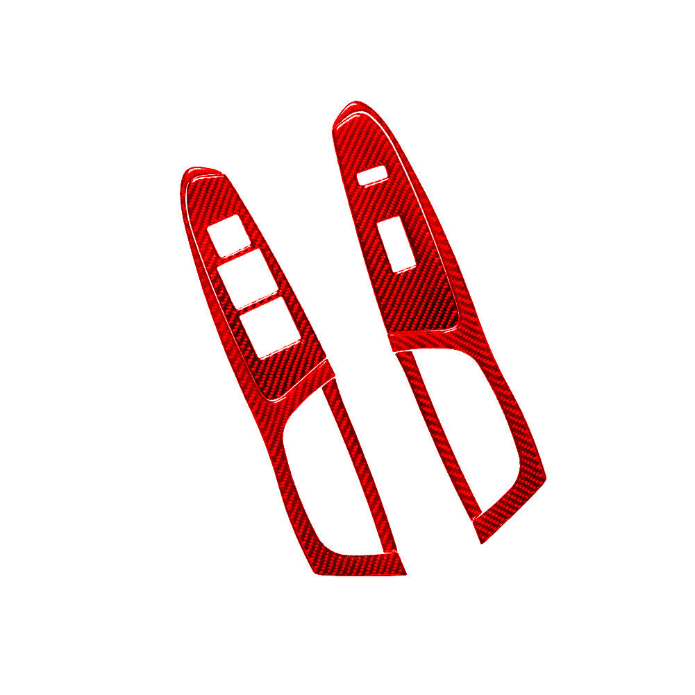 6X Red Front Window Button Control Trim Carbon Fiber for Toyota Tacoma 2012-2015