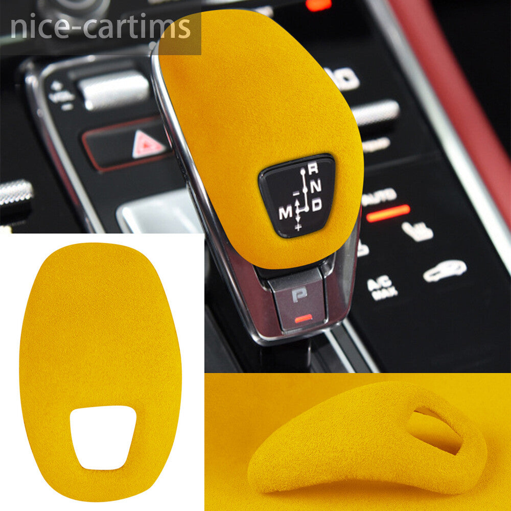 Suede Yellow Car Gear Shift Knob Trim for Porsche for Panamera 2017-2023 Accessories