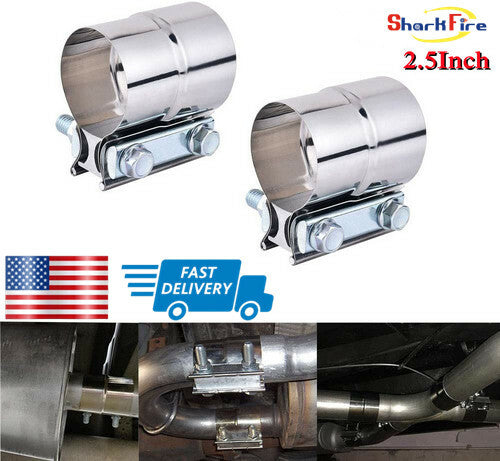 2-pack 304 stainless steel exhaust clip muffler with clips suitable for 2.5-inch diameter