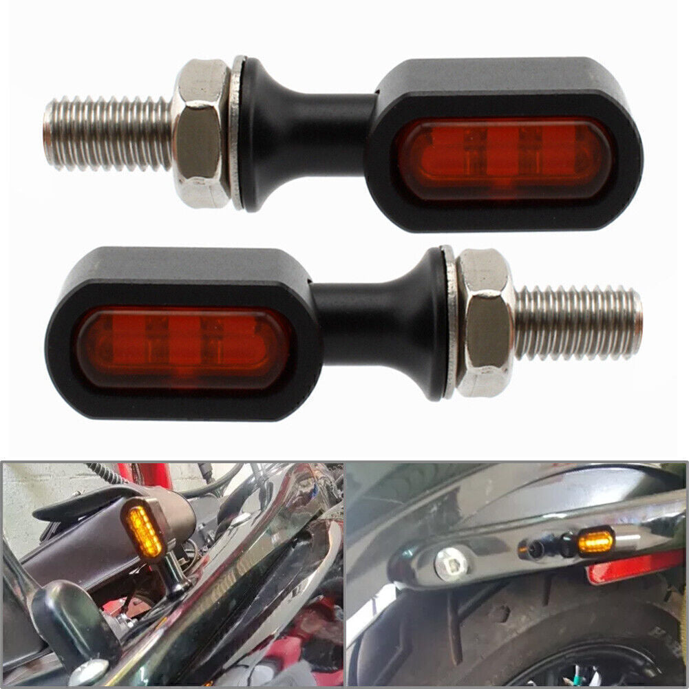 2pcs for Mini LED Rear Turn Signal Light Indicator Lamp Fit for Harley Black Amber Lens