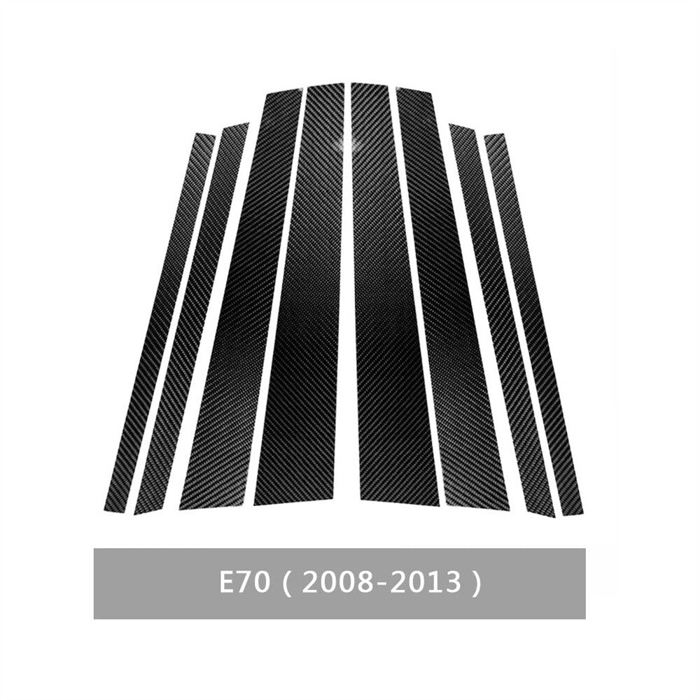 8Pcs Carbon Fiber Door Window Pillar Posts Panel Trim Kit for BMW X5 E70 2008-13