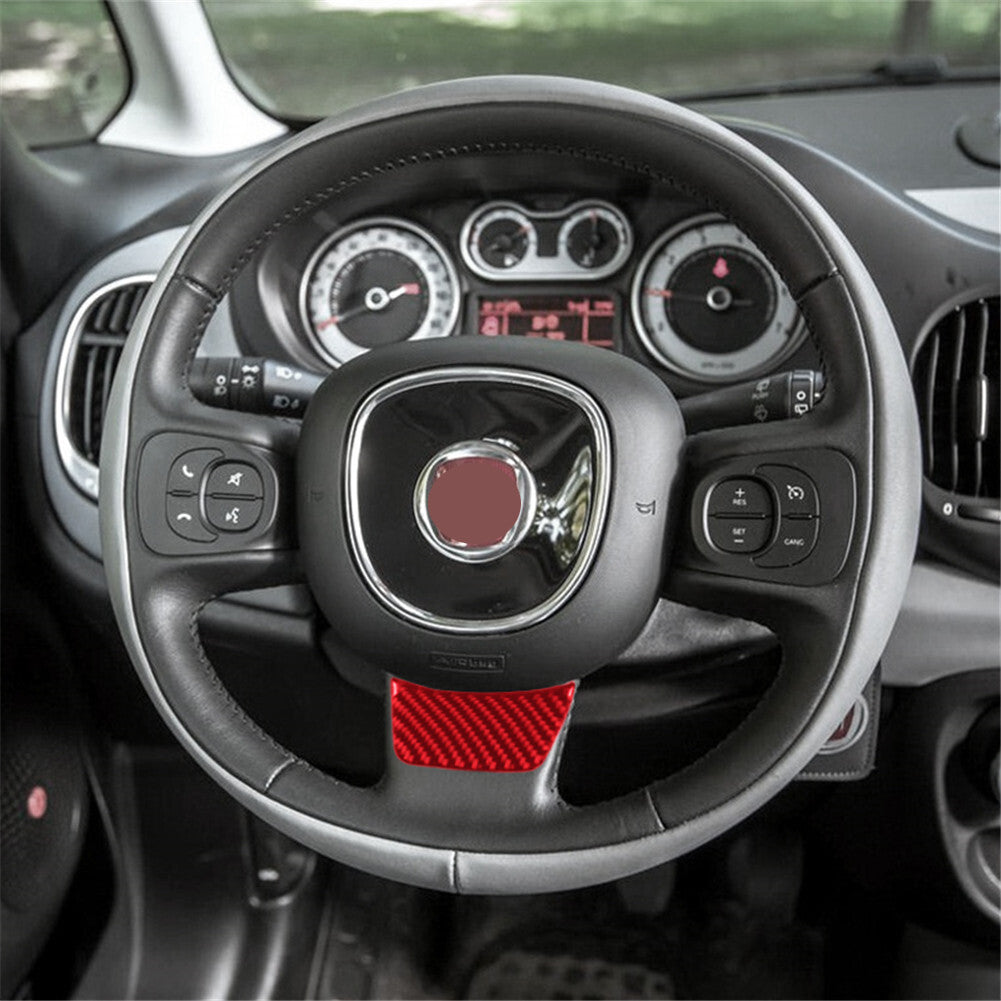 Red Carbon Fiber Inner Steering Wheel Chin Trim for Fiat 500L 2014-2017