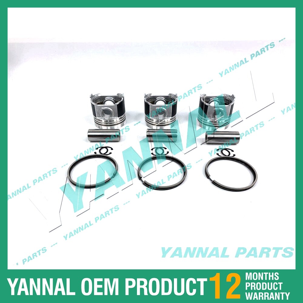 3-piece piston with piston rings + 0.5 mm for Mitsubishi S3L engine (extra large size)