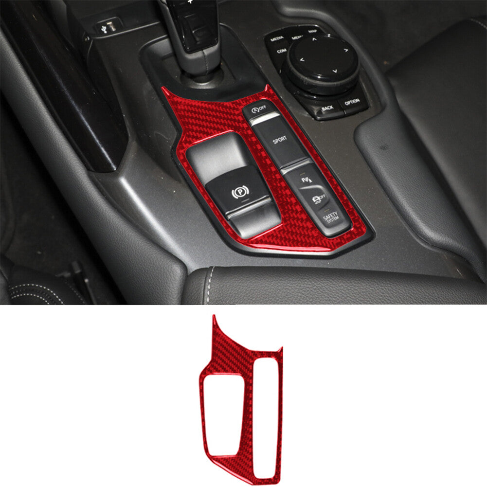 Red Carbon Fiber Gear Shift Cover Trim Sticker for Toyota Supra A90 2019-2022