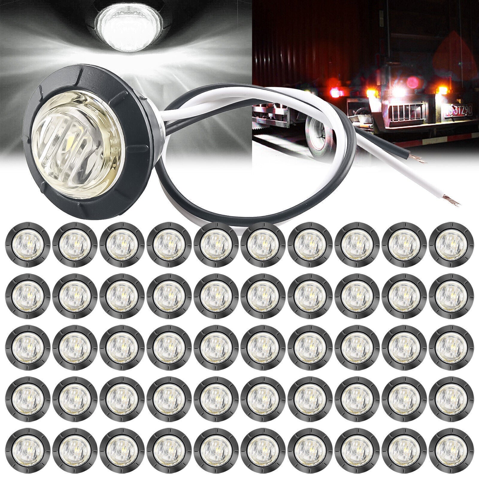 3/4 12V Marker Lights LED Bullet Green Blue Truck Trailer RV Round Side Lamp