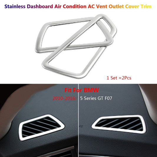 2x Stainless for BMW 5 Series GT F07 Car Dashboard AC Air Vent Outlet Cover Trim