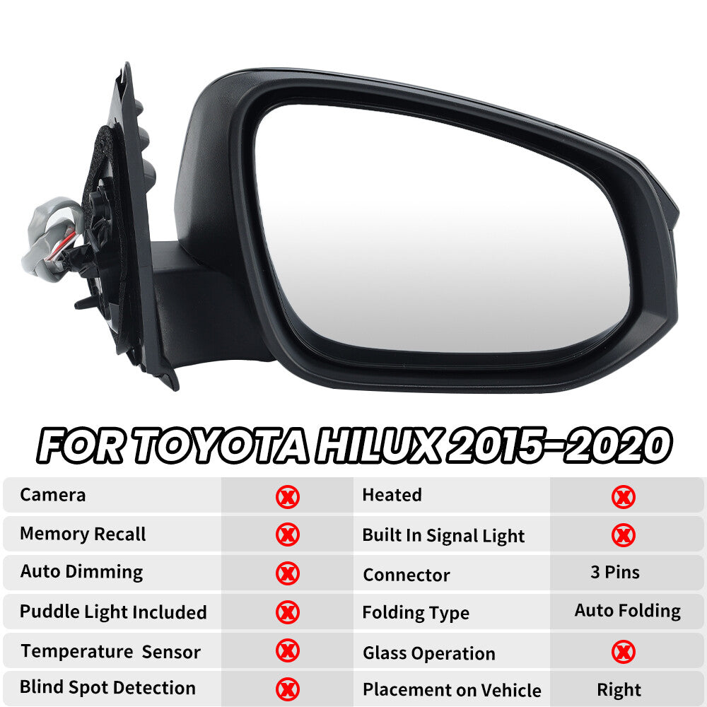 F¨¹r for Toyota Helix 2015-2020 Rechts Au?enspiegel R¨¹ckspiegel Spiegelglas 3 Draht