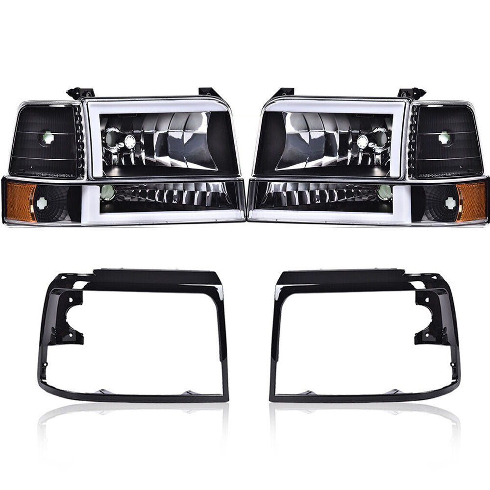 1992 - 1996 F150 F250 F350 Same LED Black and White Glossy + Black and Red Mold Glossy Finish