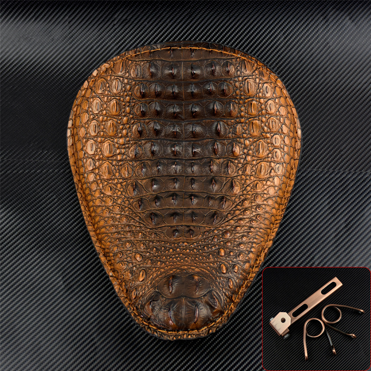 Alligator Emboss Solo Driver for Seat V Shape Mounting Fit for Harley Bobber Custom