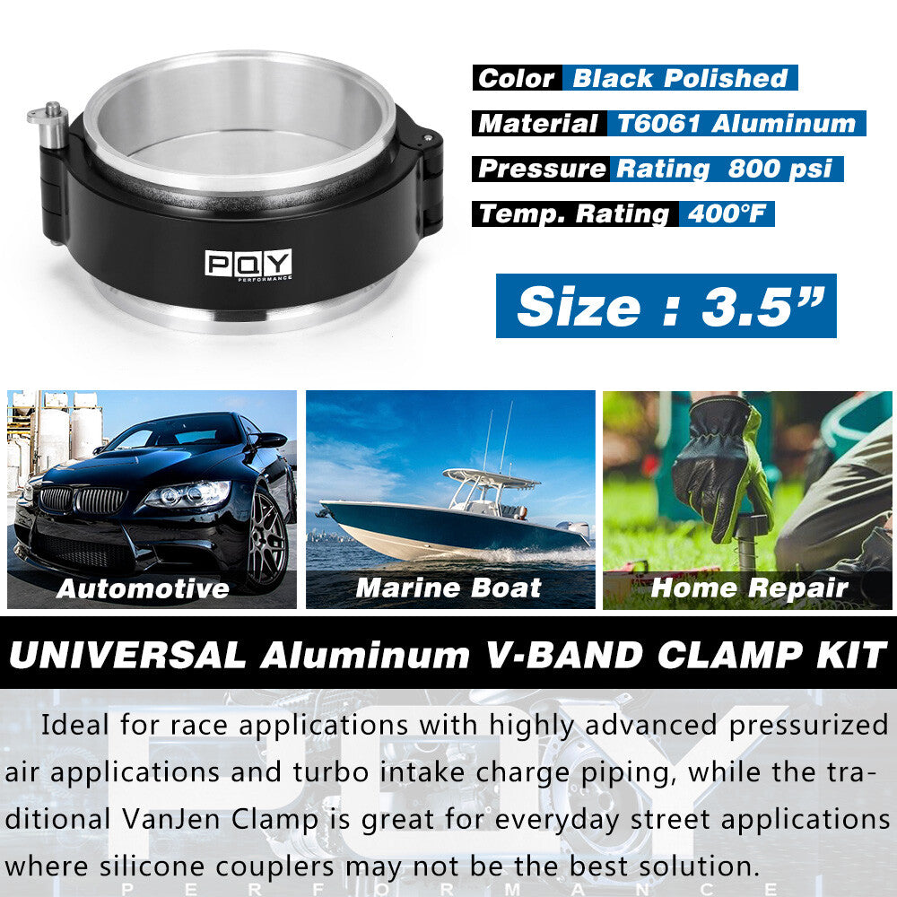 3.5'' 90mm Aluminum HD V-Band Clamp Quick Release for Intake Intercooler Pipe