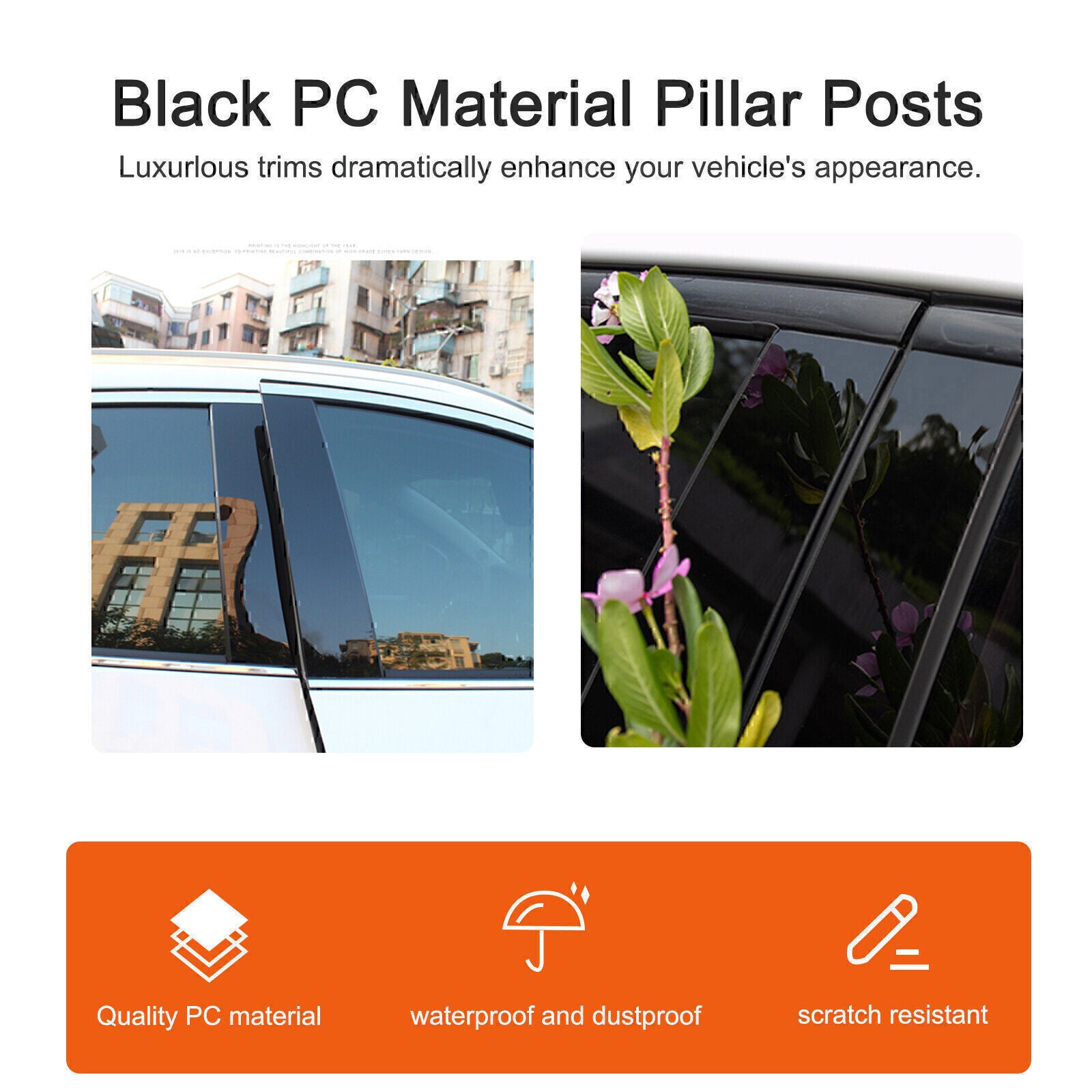 Piano Black Pillar Posts Door Window Molding Strip for Chevrolet Malibu 2016-21