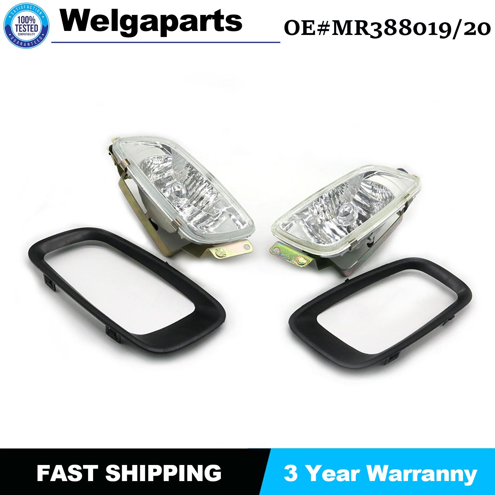 for MITSUBISHI Pajero Montero V73 V75 V77 MR388019/20 Front Fog Light Lamp+Cover