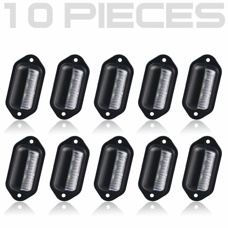 10X 6 LED License Number Plate Tag Light Truck Trailer Interior Step Lamp 12-24V