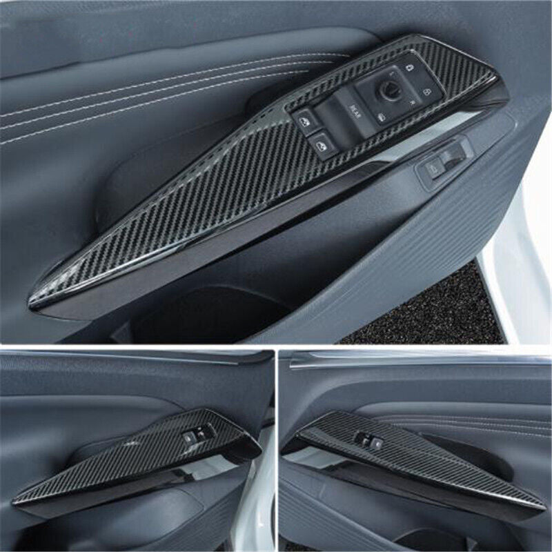 Carbon Fiber Car Window Lift Switch Panel Cover Trim for Volkswagen ID.4 2021-23