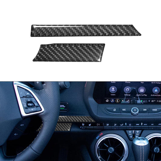 2Pcs Steering Wheel Right Panel Trim Carbon Fiber for Chevrolet Camaro 2016-2018