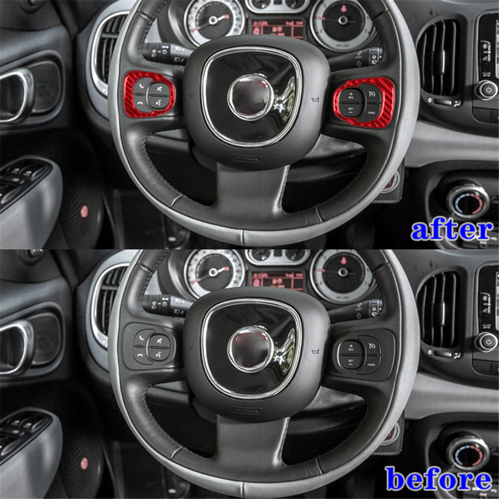 Red Carbon Fiber Steering Wheel Accent Interior Trim For 2014-2017 for Fiat 500L