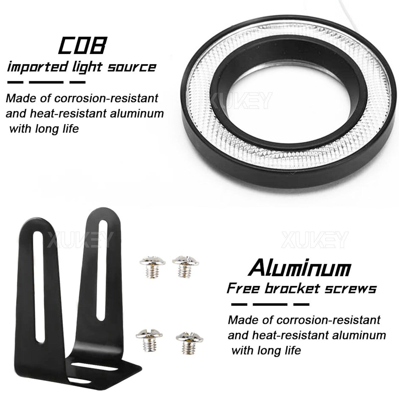 Car LED Fog Light Projector White Angel Eye Halo Ring DRL Driving White 3.5inch