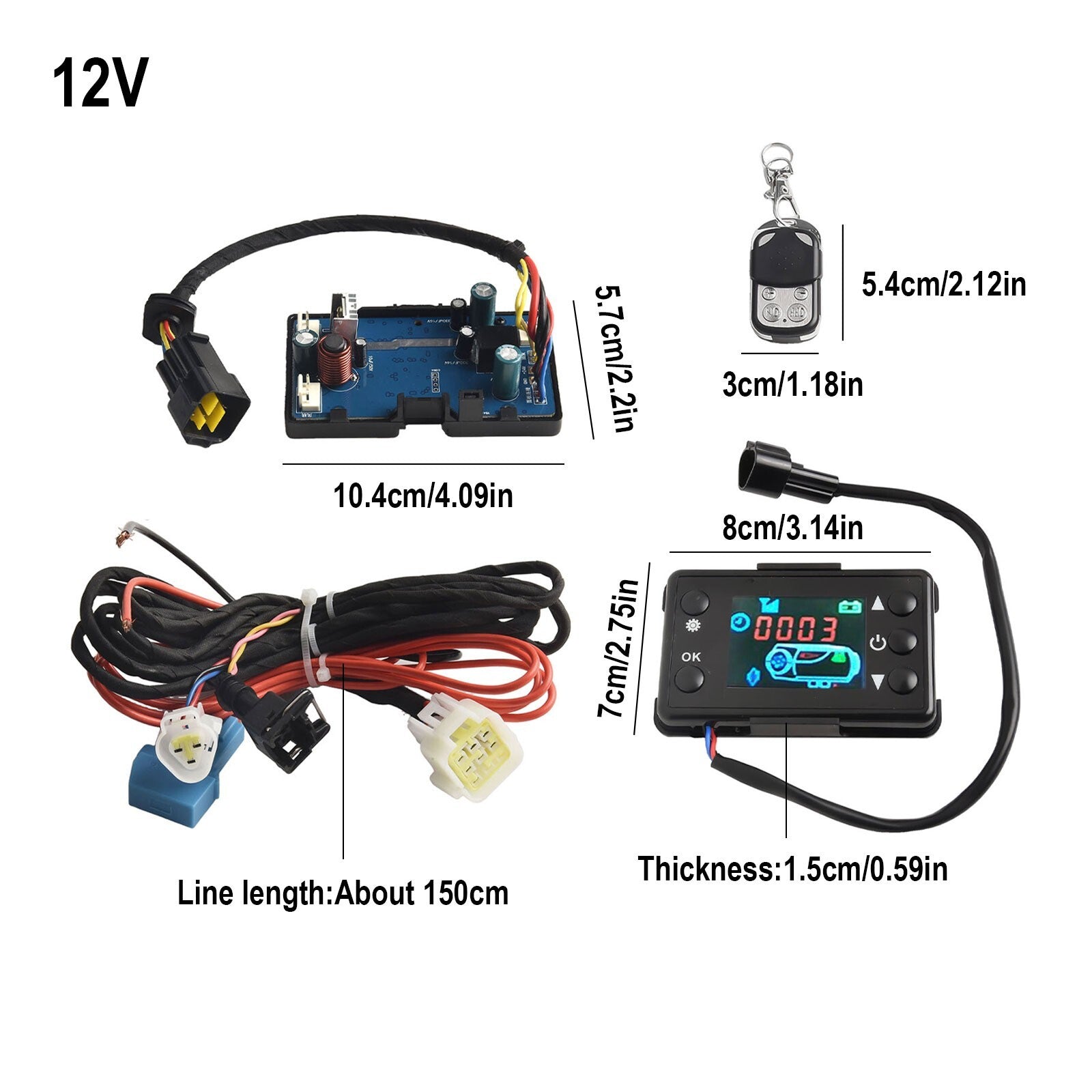 12V/24V diesel engine air heater LCD display switch, control board with remote control