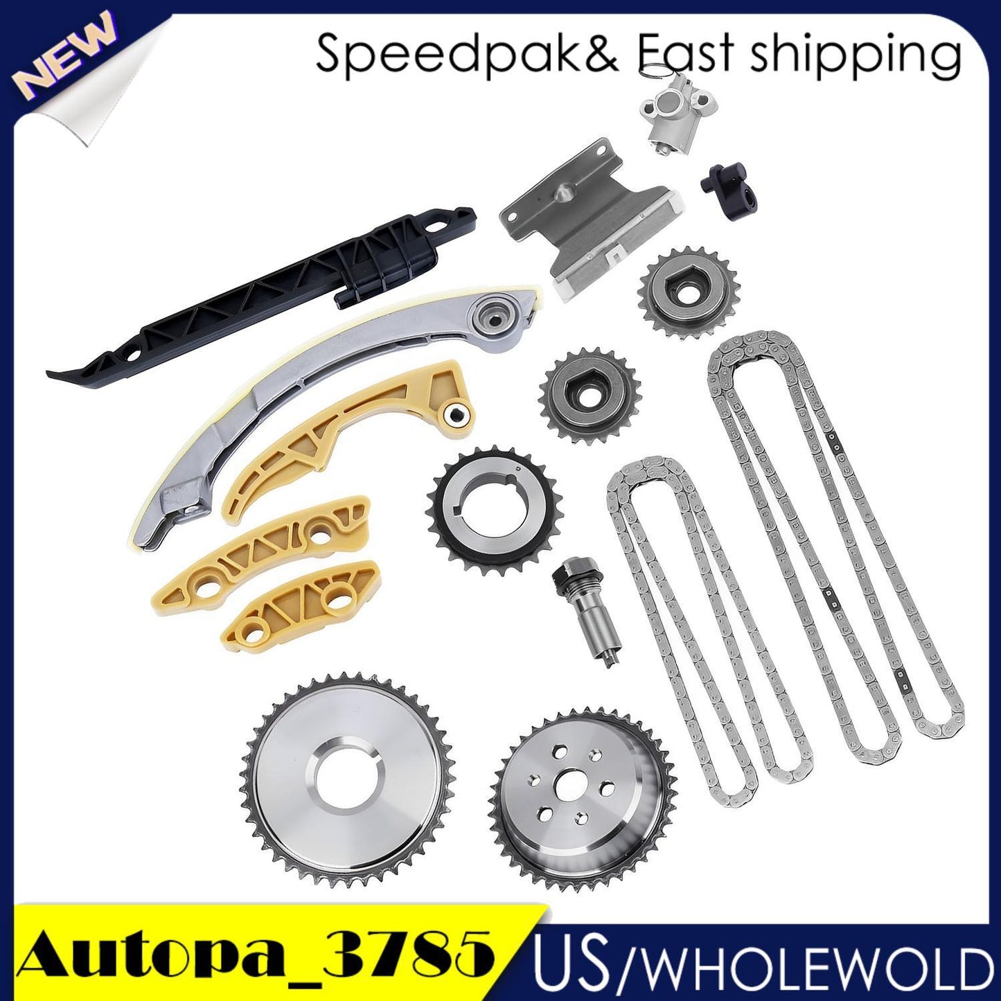 Engine Timing Chain Kit Fits for 2.4/2.2/2.0L 10-15 Equinox L4 08-13 for Chevrolet
