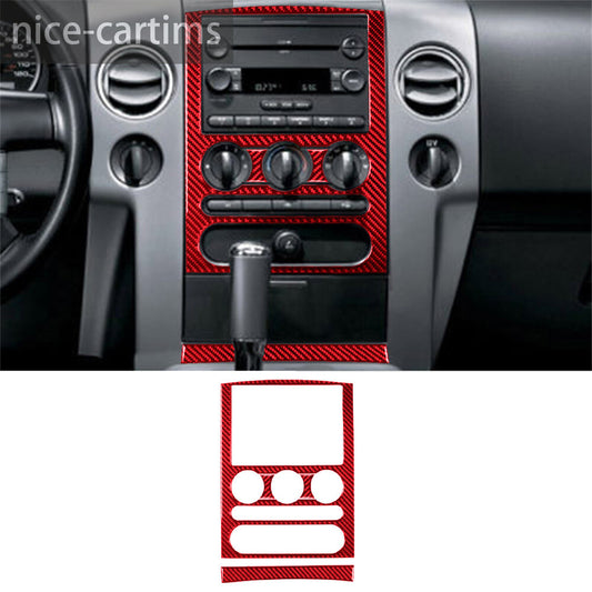 Red Carbon Fiber Central Control Panel AC Switch Cover for Ford F150 FX4 2004-08