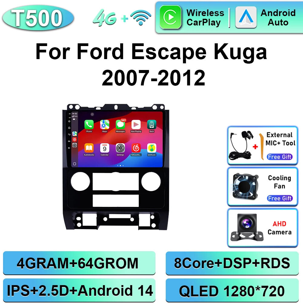 for Ford Escape 2007-2012 Android CarPlay Car Radio Stereo GPS Player Screen