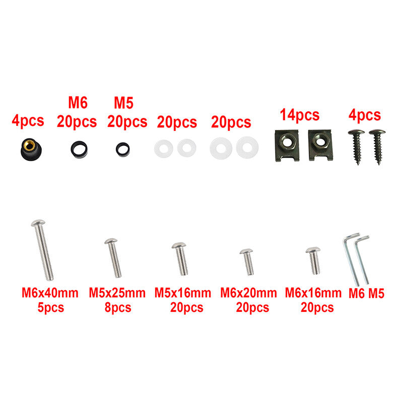 155-piece motorcycle axle bolt kit, screws, fasteners, and threaded parts from the