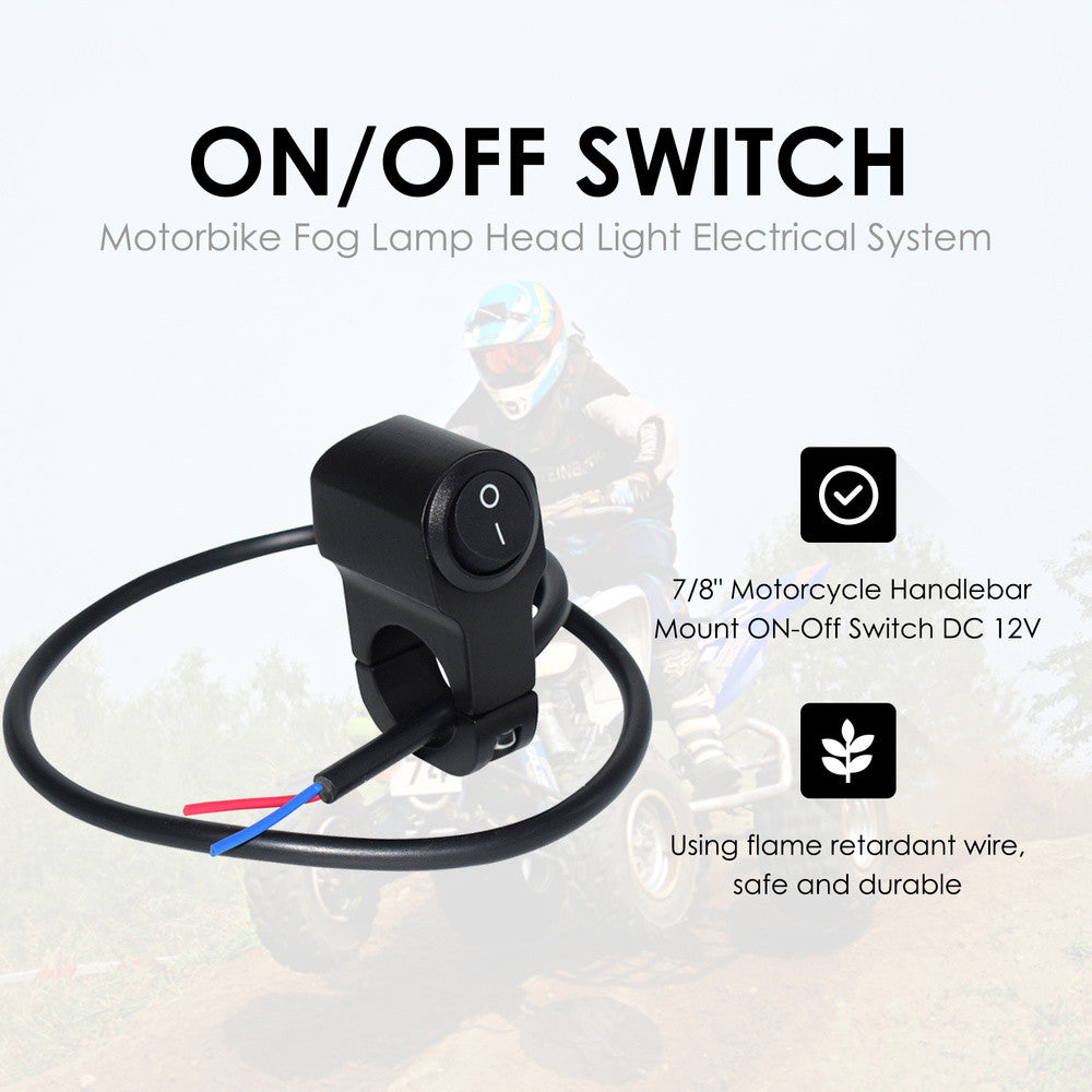 Universal Motorcycle 7/8 Handlebar Headlight Fog Spot Light ON OFF Switch