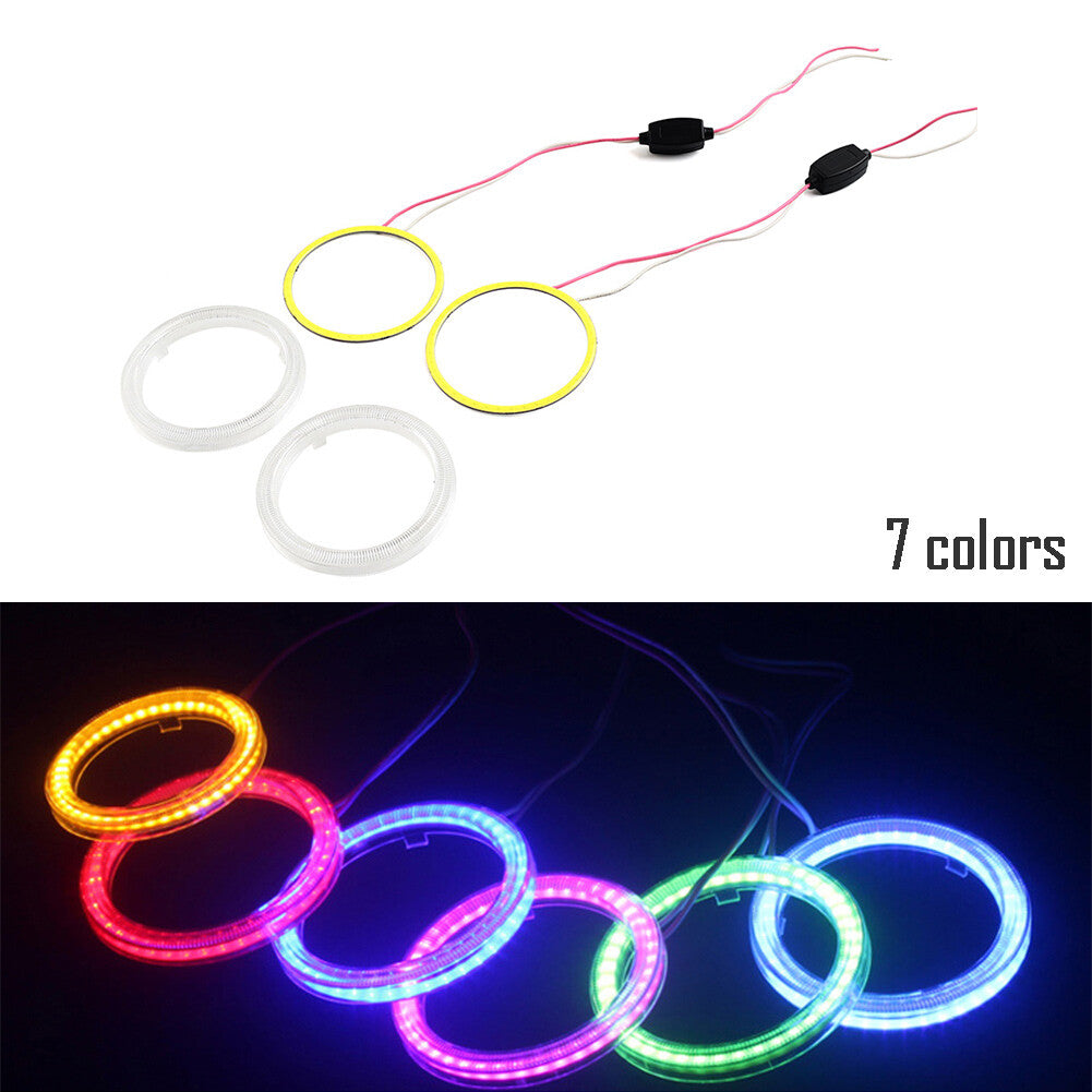 2x 70MM Car DRL Fog Headlights COB Angel Eyes Halo Ring 12V LED Light Universal