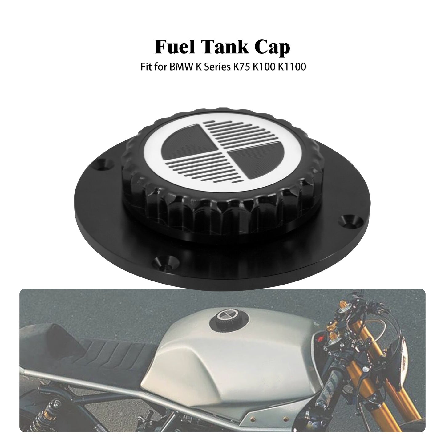 Gas Feul Tank Cap Oil Tank Black Petrol Cap Cover Fit for BMW K1 K75 K100 K1100