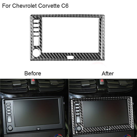 for Chevrolet for Corvette C6 Carbon Fiber GPS Navigation Panel Cover Trim Type A