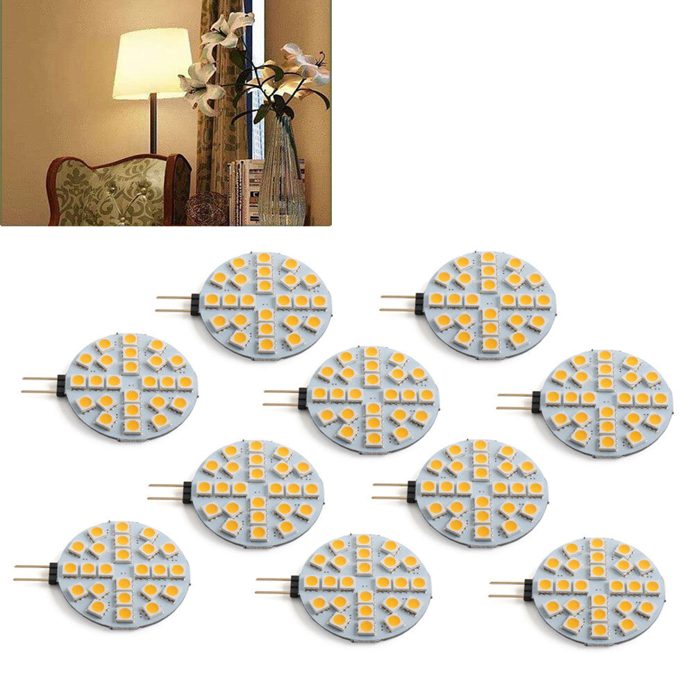 DC12V G4 Socket LED 5050 SMD 24 LED Warm White Light Lamp Round Bulb Fit Car 10x