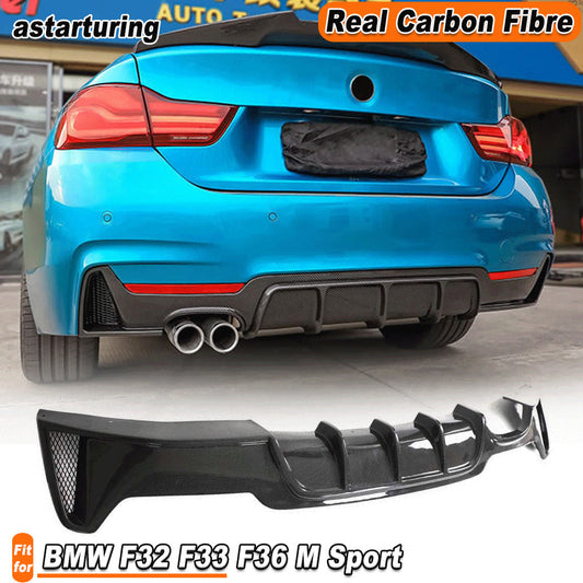 for BMW F32 F33 F36 428i 435i M Sport 14-20 REAL Carbon Fiber Rear Diffuser Lip