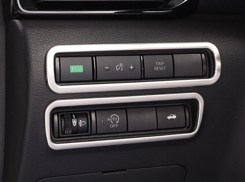 Car Headlight Button Frame Cover Trim Fit for Nissan Sentra 2020-22 Silver Steel
