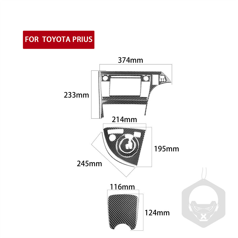 For Toyot@ Prius 2012-15 RHD Console Gear Shift Set Trim Kit Carbon Fiber 12Pcs