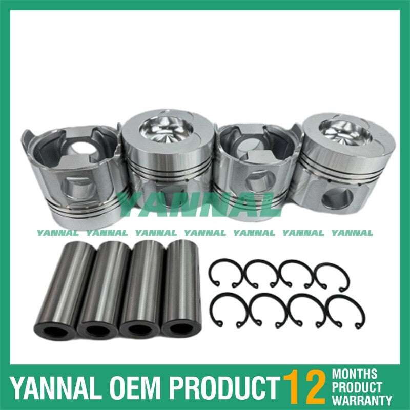 4-piece piston kit 100mm for Yanmar 4TN100 tracked excavator engine