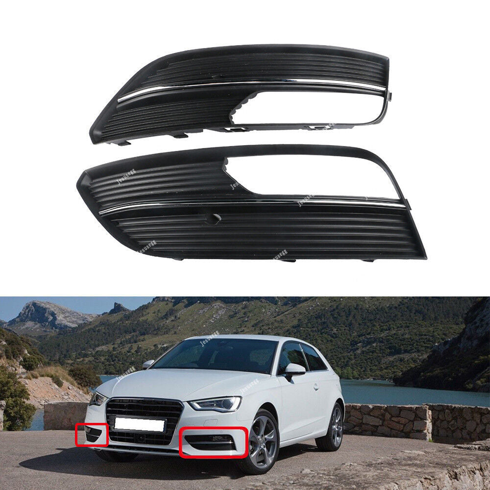 2Pcs Left +Right Chrome Fog Light Lamp Grill Vent Grille for AUDI A3 Hatchback