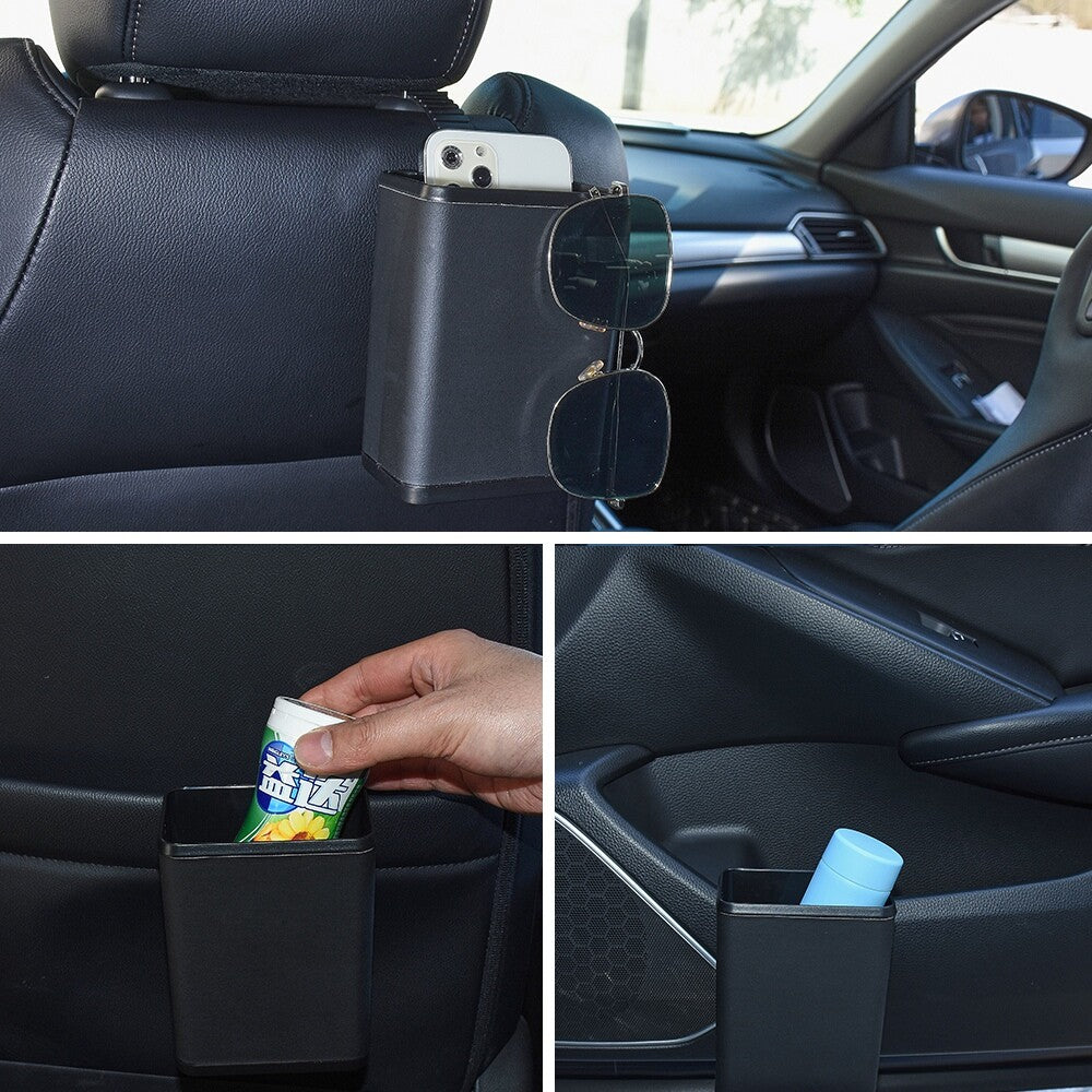 Black Waterproof Auto Car Garbage Bin Trash Can Storage Box Organizer