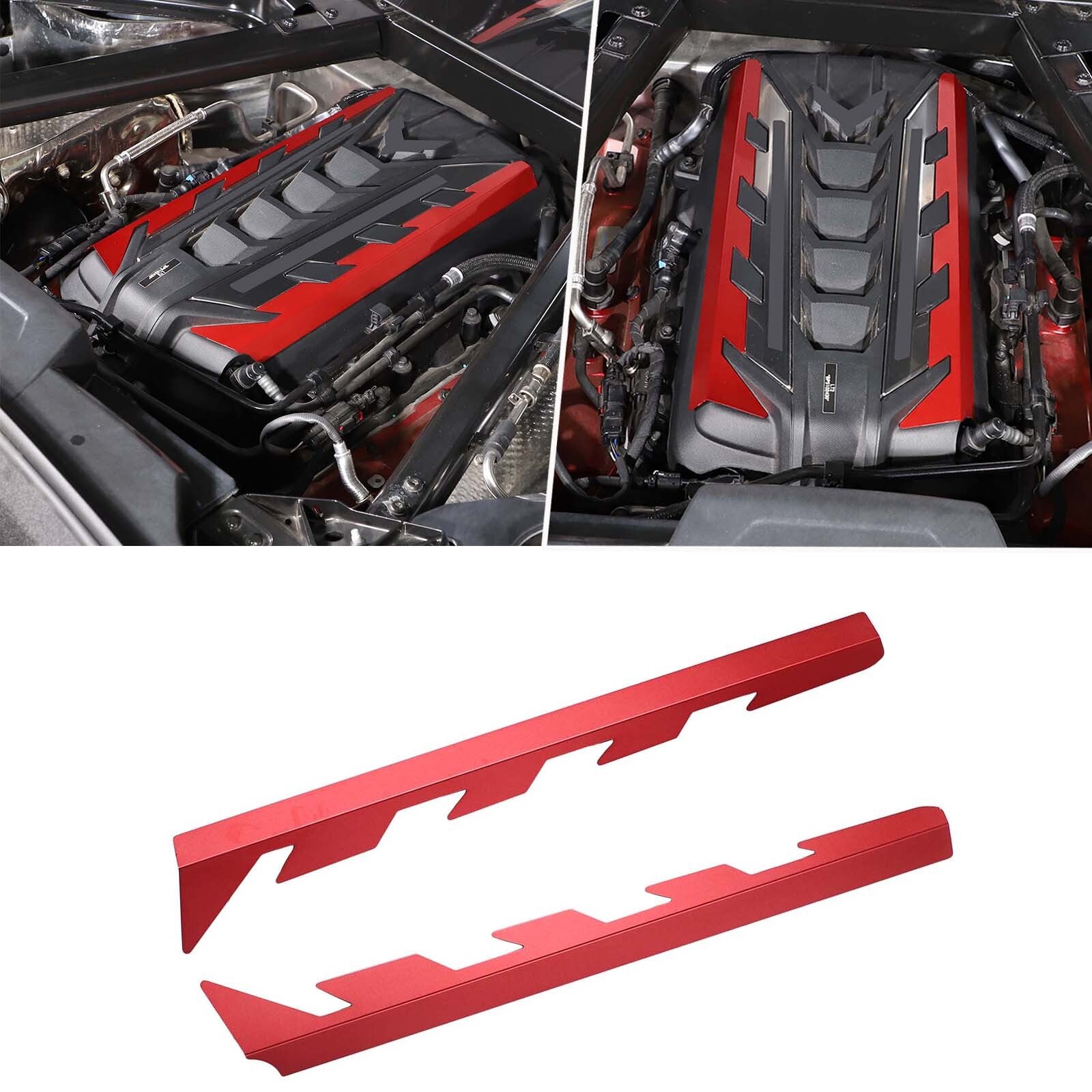 Suitable for Corvette C8 2020-24 Engine Side Protective Plate Cover, Alloy Red, 2pcs