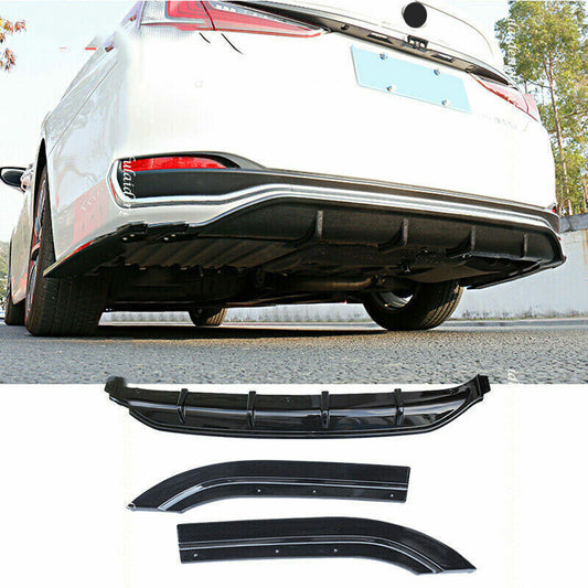 for Lexus ES350/300H/250 2019-22 Black Rear Bumper Spoiler Lip Diffuser Guard 3x