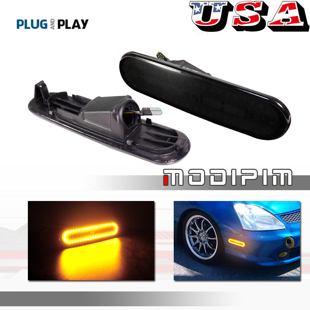 Applicable to 2002-2005 for Honda for Civic Si EP3 3DR Smoked Amber Front Corner Side Marker Lights