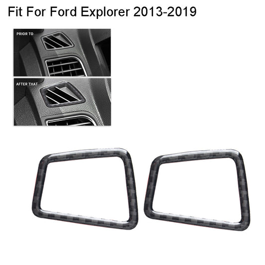 Carbon Fiber Air Vent Outlet Decorative Cover Trim for Ford Explorer 2013-2019