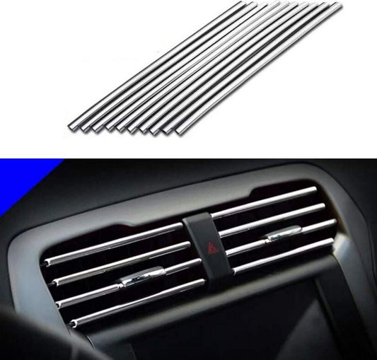 10-Piece Car Air Conditioner Socket Decorative Molded Trim Strips in Silver for Honda