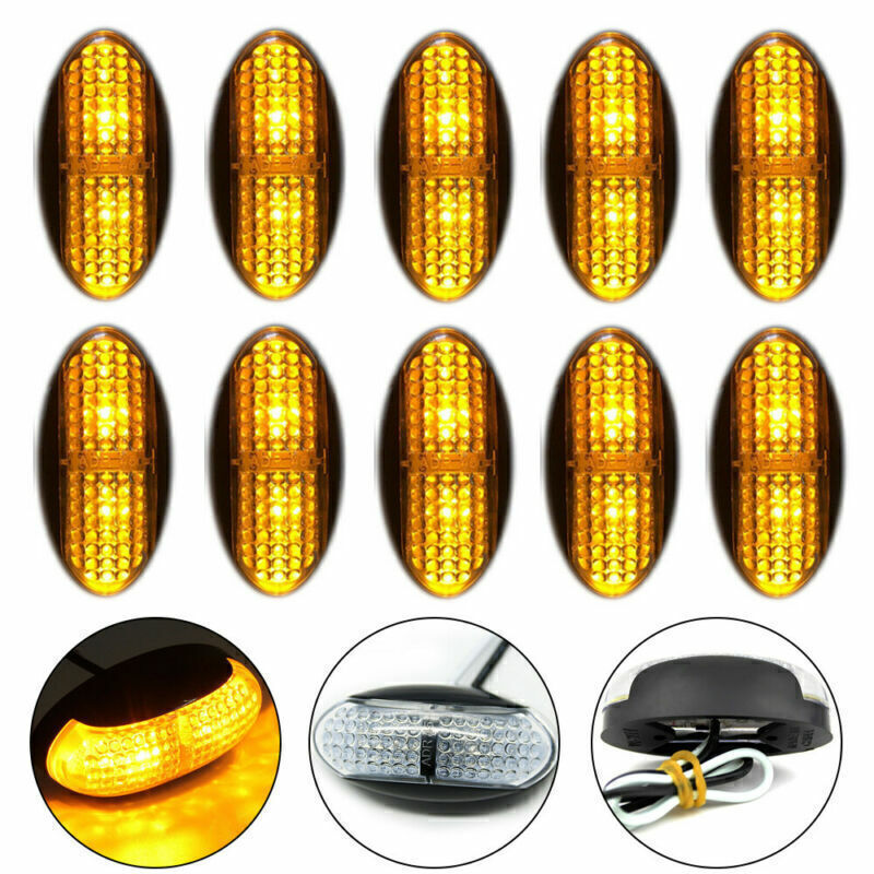 10x Amber 4 LED Side Clearance Marker Light Car Truck Tail Trailer Lamp 12V-24V