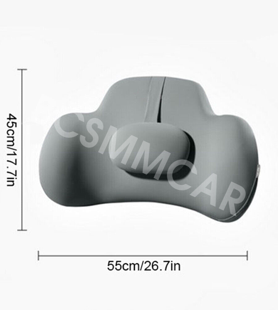 Memory Foam Lumbar Support Cushion Back Pillow Car Home Office Chair Pad Gray