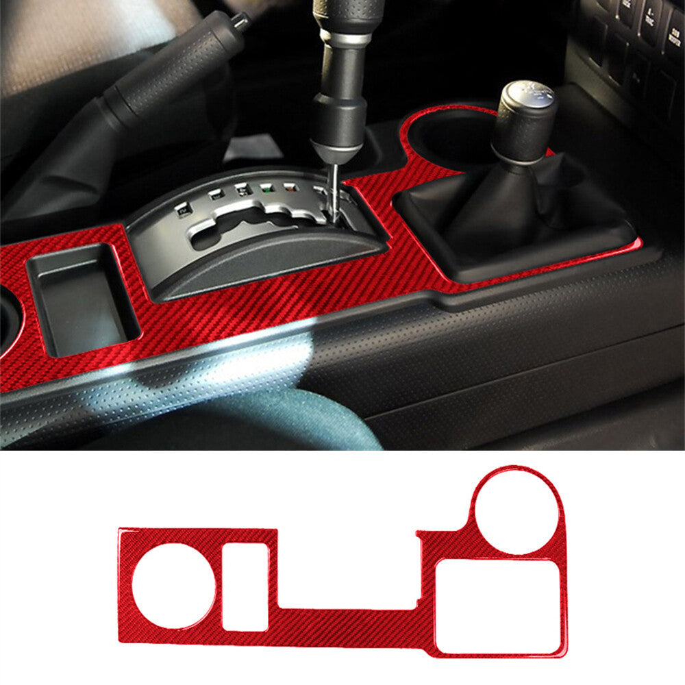 Red Carbon Fiber Central Gear Shift Panel Trim Fit For Toyot@ FJ Cruiser 2007-21