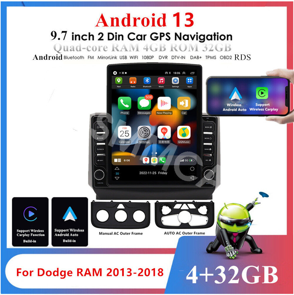 Fit For 2013-2019 for Dodge for Ram 1500 2500 3500 9.7 Android 13 Car Radio Stereo GPS