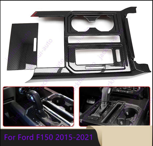 Real Carbon Fiber Interior Console Gear Shift Panel Cover for Ford F150 15-2021